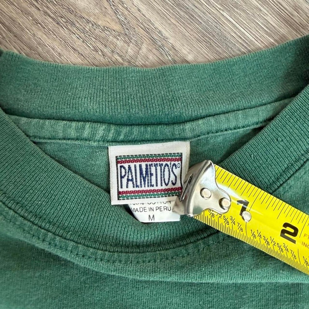 Vintage 90s Palmettos Green Blank T-Shirt Mens Medium Cotton Short Sleeve Tee